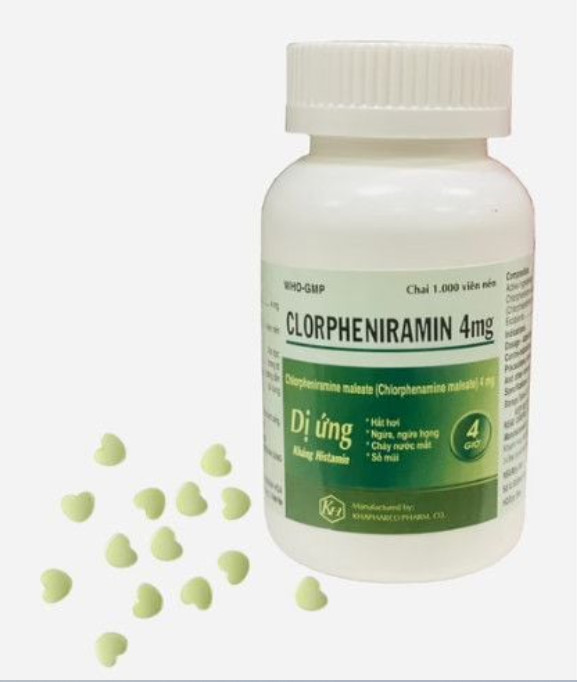 CLORPHENIRAMIN 4mg (trái tim vàng, dâu ngọt)